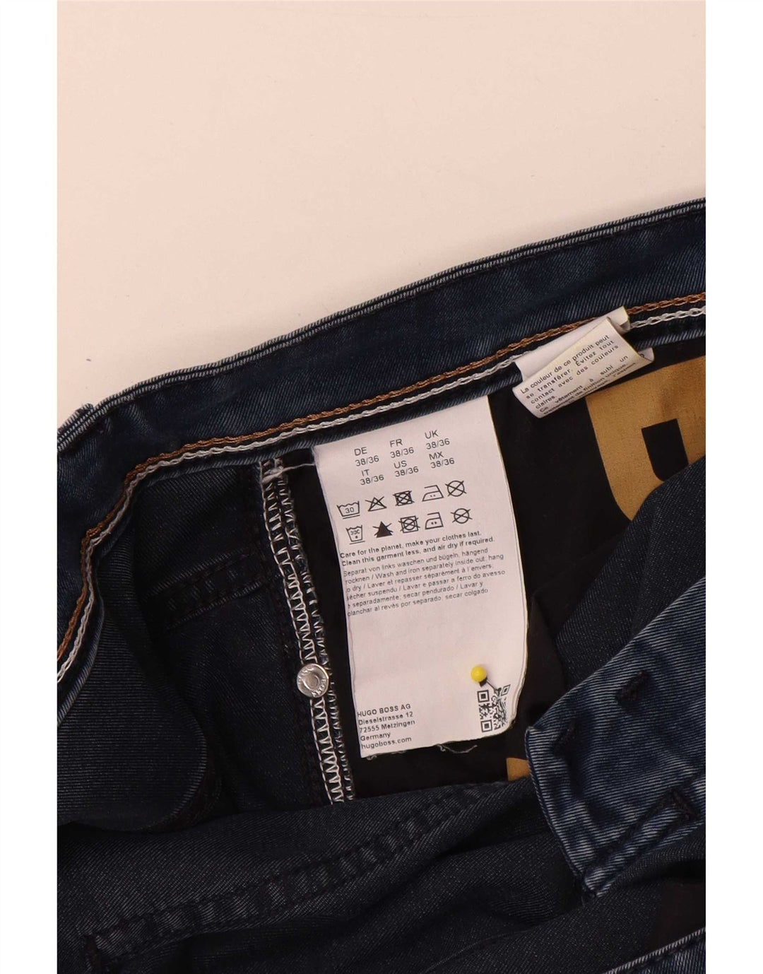 Męskie jeansy slim Hugo Boss W38 L36 Granatowa bawełna