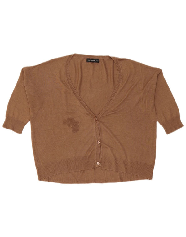 Damski sweter oversize z rękawem 3/4 Zara UK 14 Średni brąz