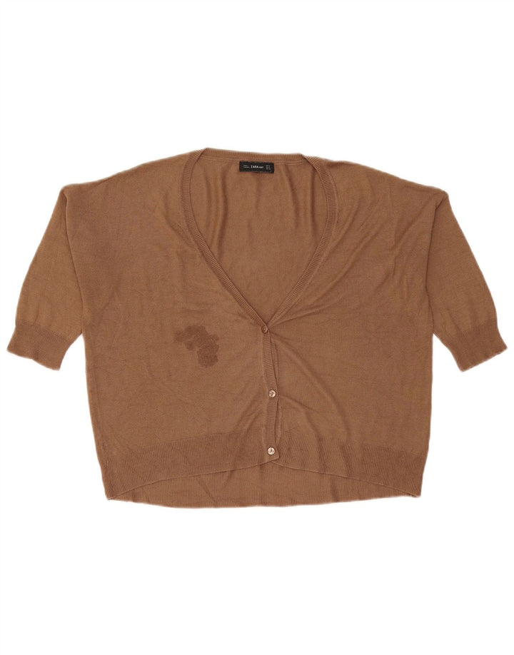 Damski sweter oversize z rękawem 3/4 Zara UK 14 Średni brąz