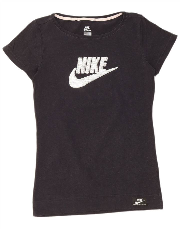 Damska koszulka z grafiką NIKE Top UK 12/14 Średnia czerń