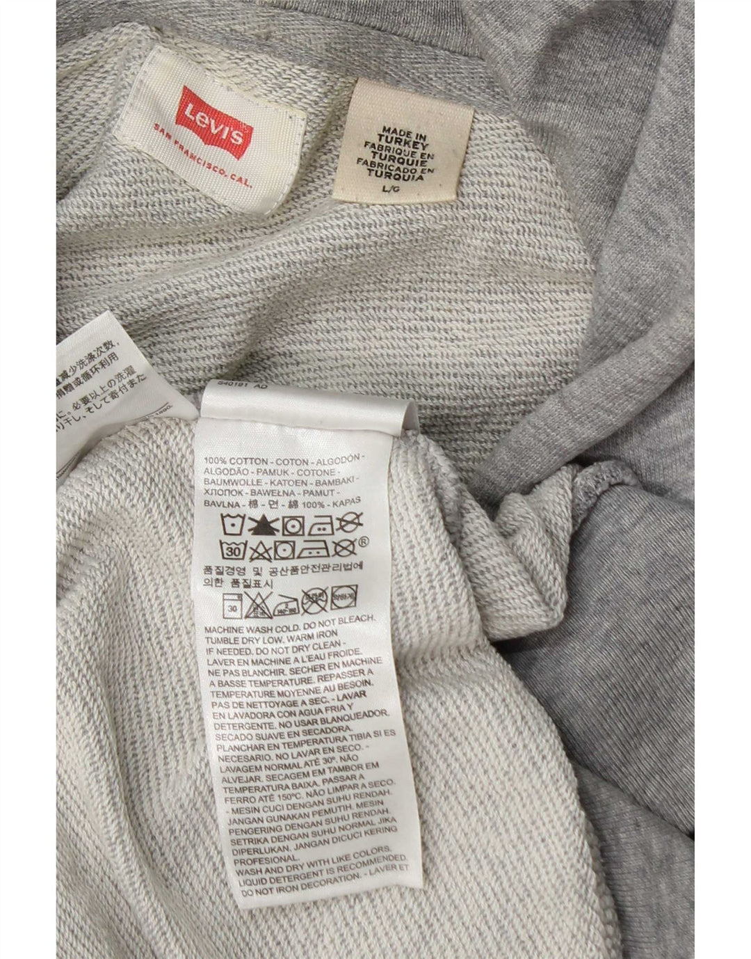 Męski sweter z kapturem z grafiką Levi's, duży, szary, bawełniany