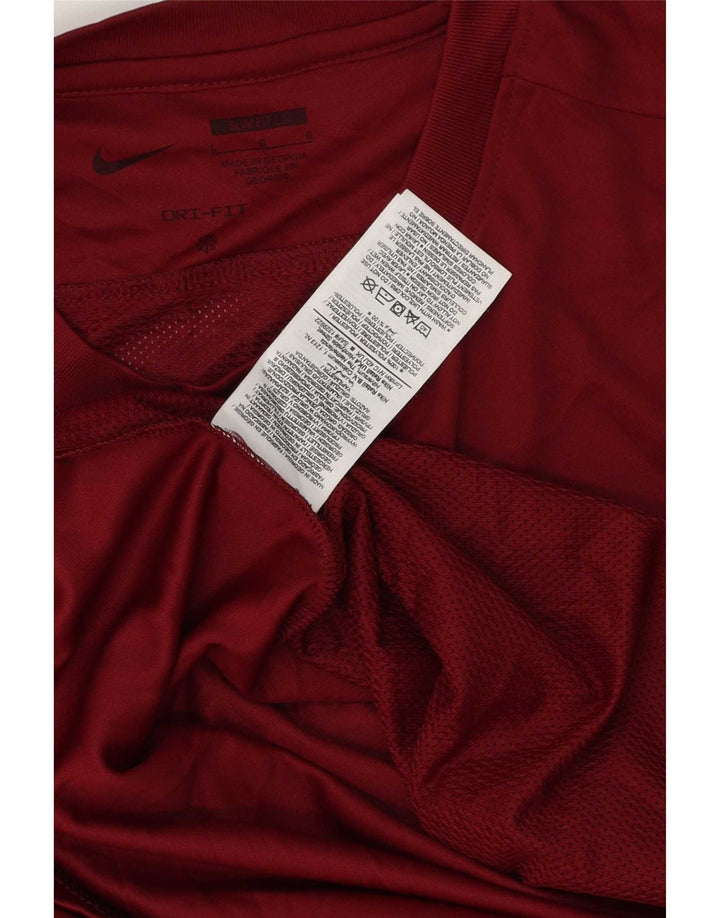 Męski T-shirt Nike Dri Fit Slim Top, duży, bordowy poliester