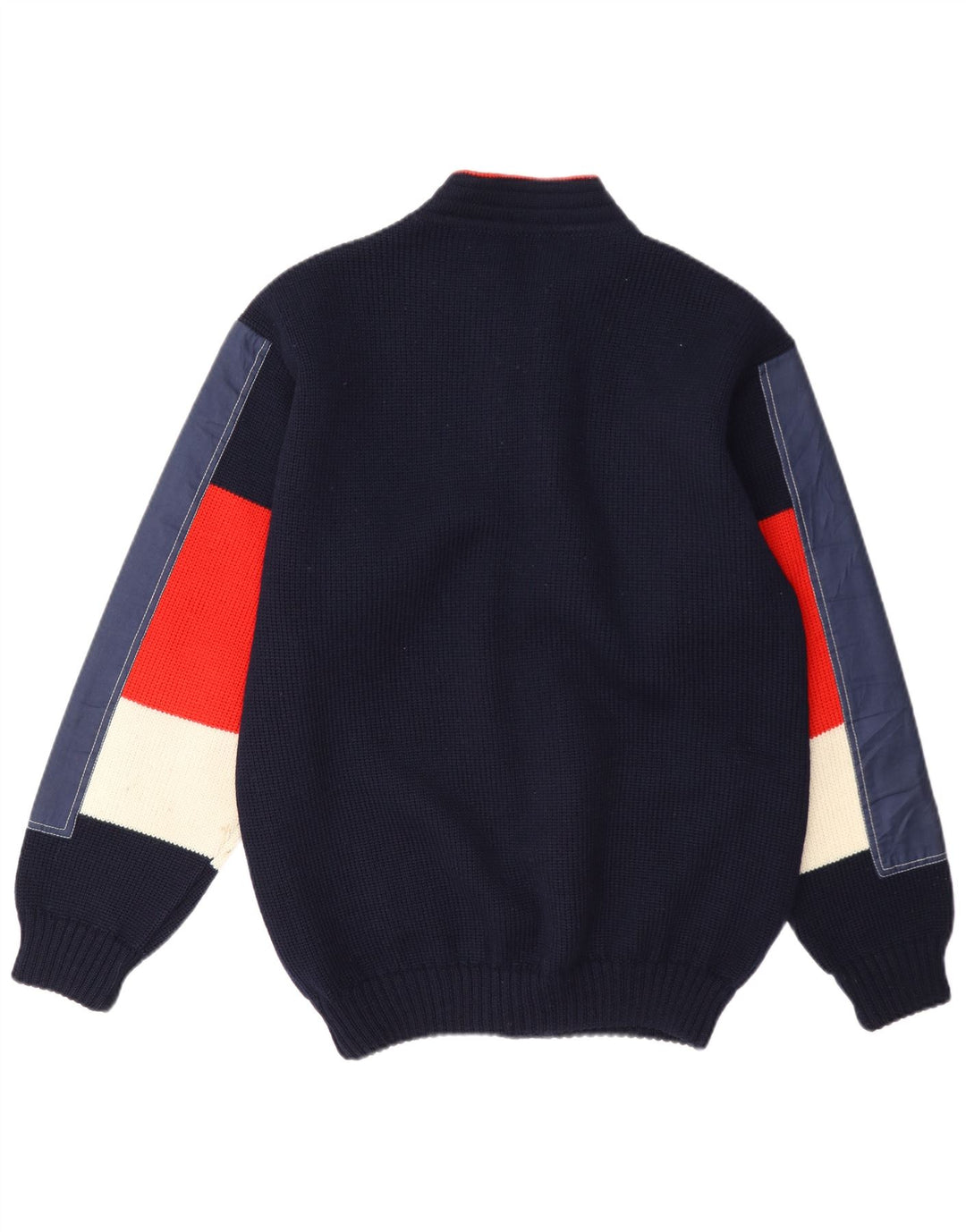 Sweter męski w stylu vintage, średni granatowy, blok kolorów