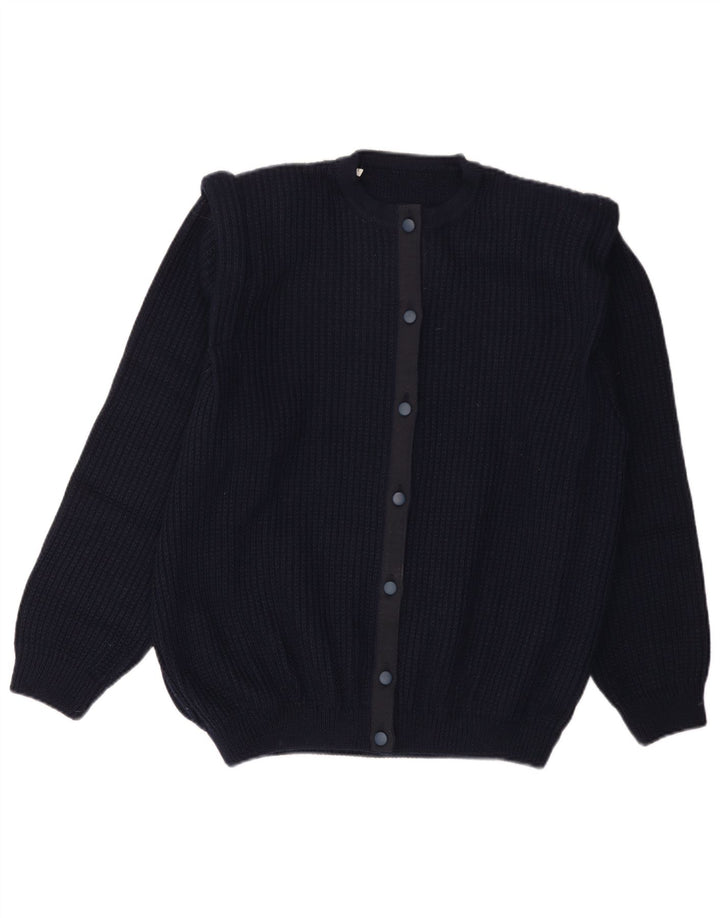 Sweter męski w stylu vintage, duży, granatowy, wełniany