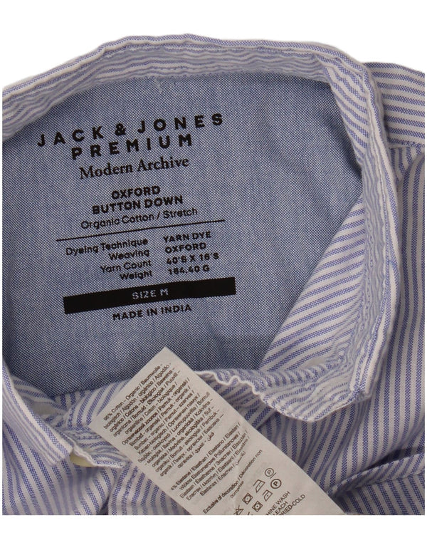 Koszula męska Oxford Jack & Jones, bawełniana, w kolorze średniego niebieskiego w prążki