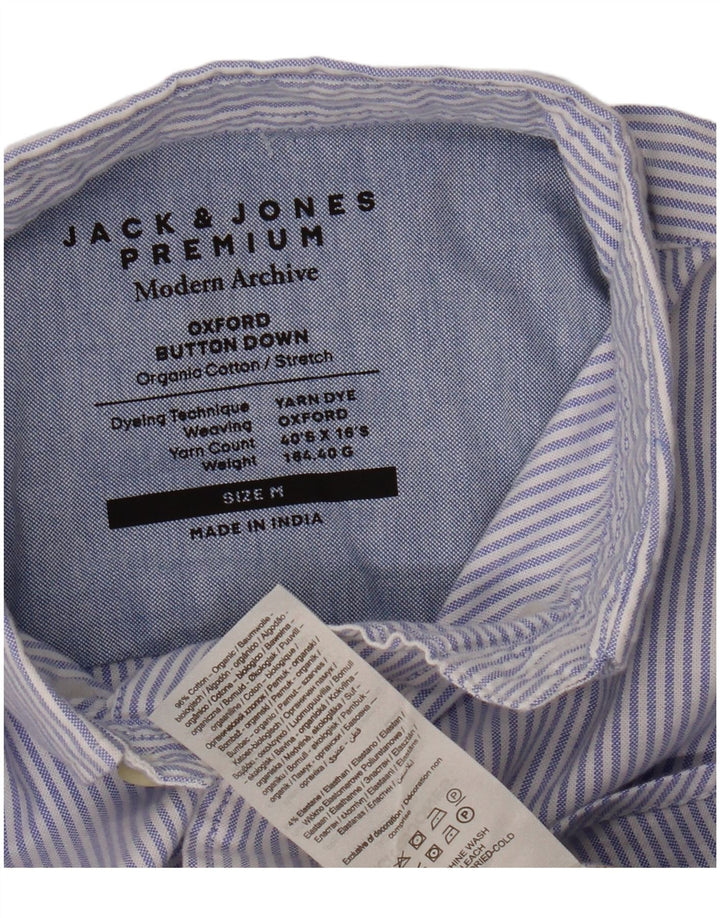 Koszula męska Oxford Jack & Jones, bawełniana, w kolorze średniego niebieskiego w prążki