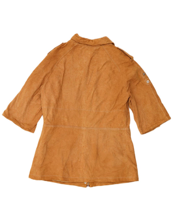 Vintage damska marynarka wojskowa z krótkim rękawem IT 42 średni brąz