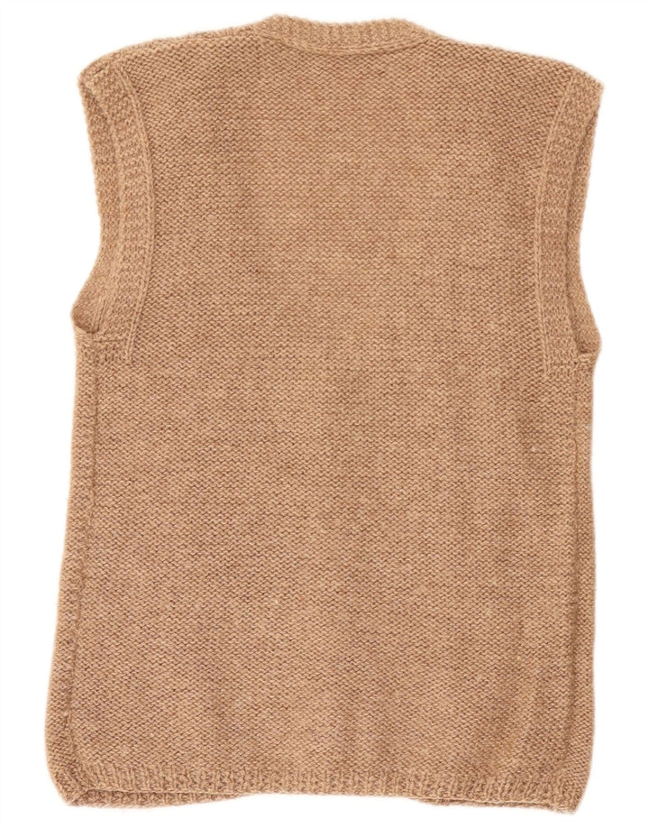 Vintage męski sweter bez rękawów, mały, beżowy