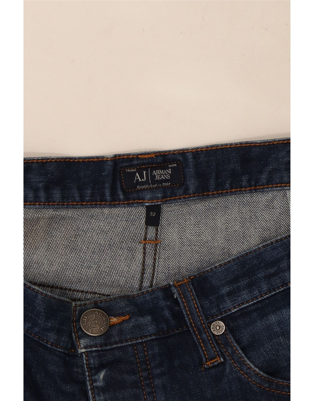 Armani Womens Regular Fit Straight Jeans W32 L31 Blue Cotton