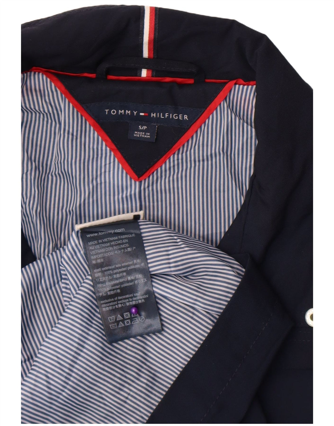 Damska kurtka użytkowa Tommy Hilfiger UK 10, mała, granatowa, poliestrowa
