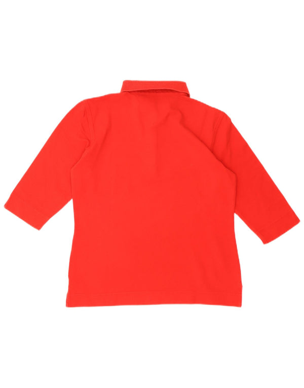 Damska koszulka polo Tommy Hilfiger z rękawem 3/4, UK 10, mała, czerwona bawełna