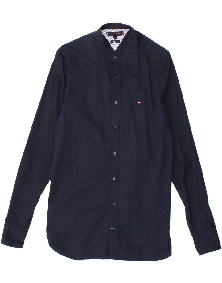 TOMMY HILFIGER Mens Slim Fit Shirt Small Navy Blue Cotton Vintage Tommy Hilfiger and Second-Hand Tommy Hilfiger from Messina Hembry 
