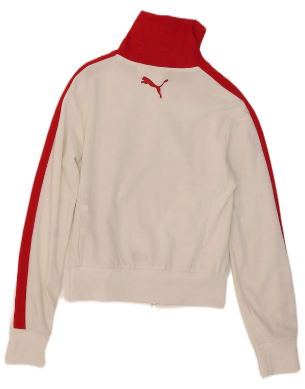 Puma Womens Crop Tracksuit Top Jacket UK 10 Small White Colourblock