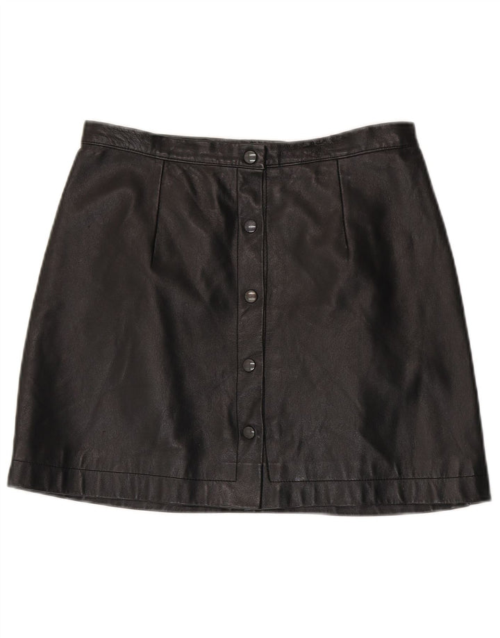 Vintage damska mini spódniczka skórzana W30 średnia czarna