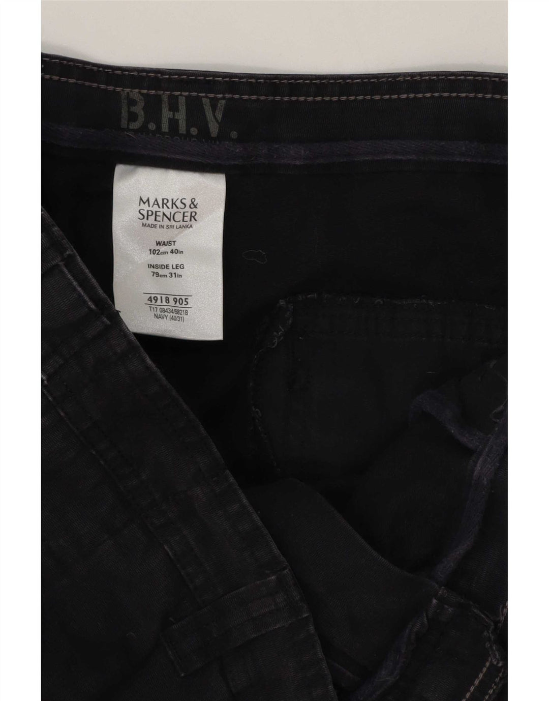 Marks & Spencer Męskie proste spodnie cargo W40 L31 Granatowe, bawełniane