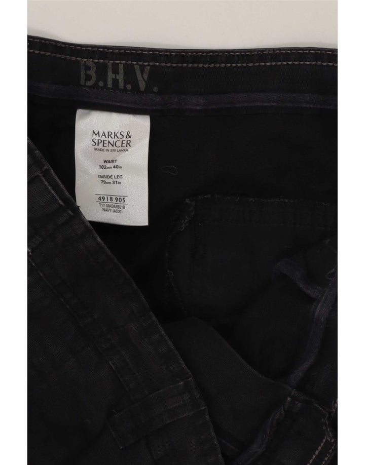 Marks & Spencer Męskie proste spodnie cargo W40 L31 Granatowe, bawełniane