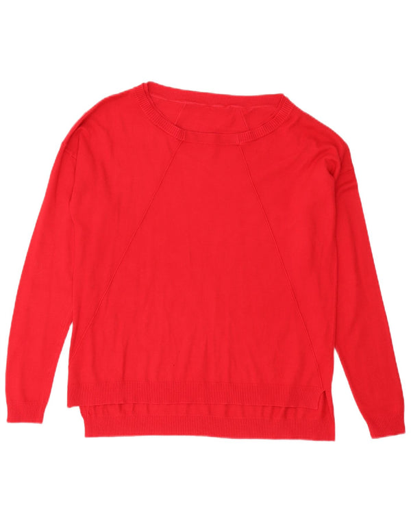 Vintage damski sweter oversize z dekoltem w łódkę UK 10 Small Red