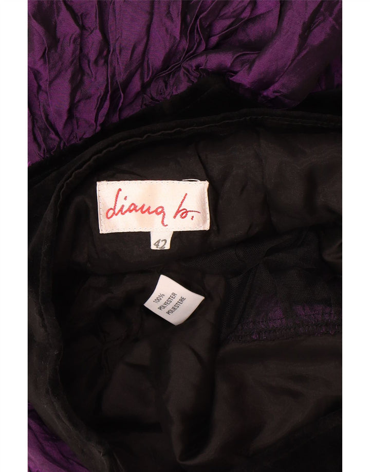 Warstwowa spódnica damska w stylu vintage IT 42 Medium W28 Fioletowy poliester z blokami kolorów