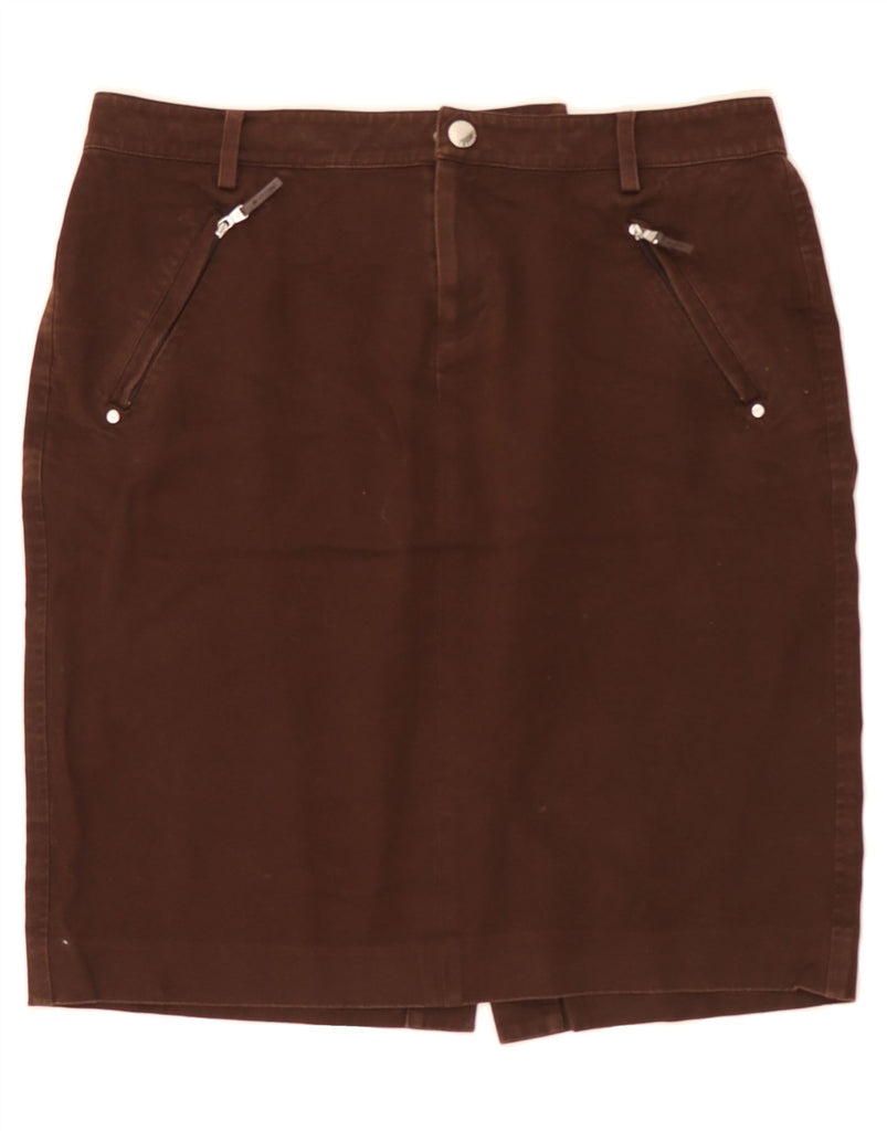 RALPH LAUREN Womens Straight Skirt US 8 Medium W32  Brown Cotton Vintage Ralph Lauren and Second-Hand Ralph Lauren from Messina Hembry 