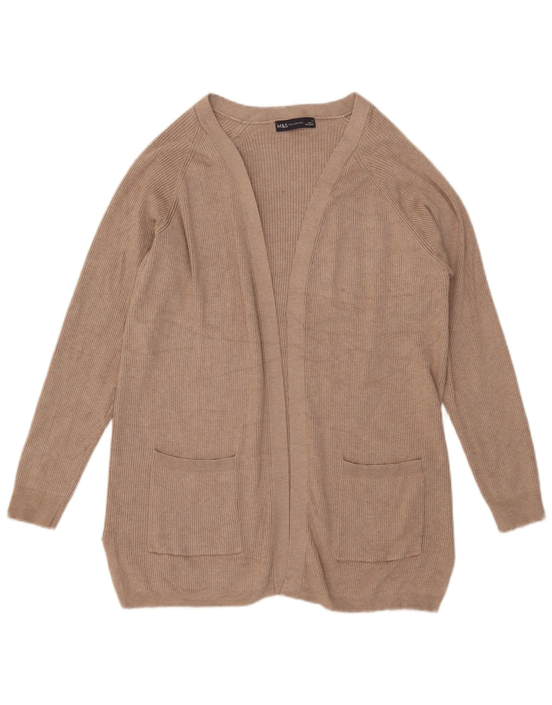 Sweter damski Marks & Spencer z otwartym kardiganem UK 14, średni beż, wiskoza