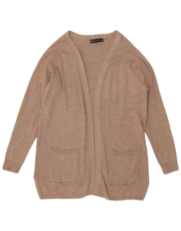 Sweter damski Marks & Spencer z otwartym kardiganem UK 14, średni beż, wiskoza