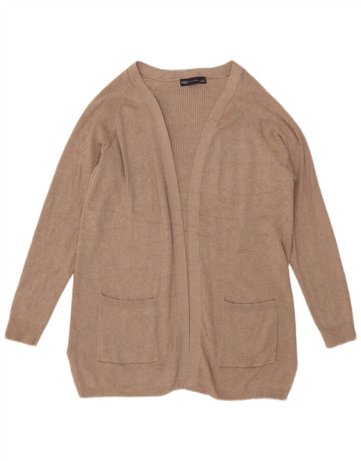 Sweter damski Marks & Spencer z otwartym kardiganem UK 14, średni beż, wiskoza