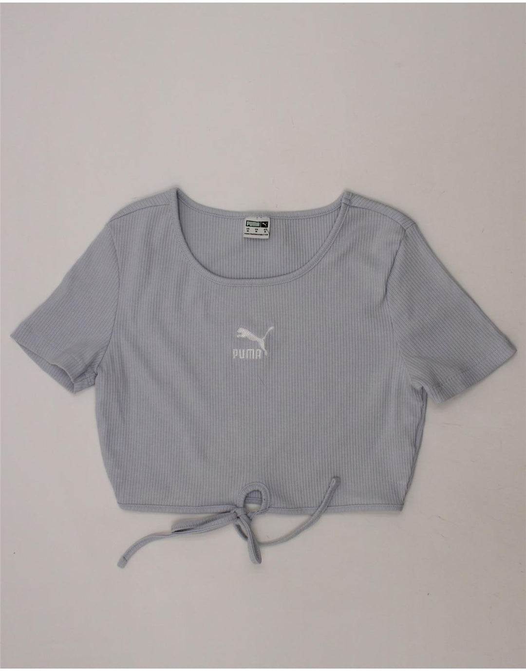 PUMA Womens Crop Graphic T-Shirt Top UK 12 Medium Grey Vintage Puma and Second-Hand Puma from Messina Hembry 
