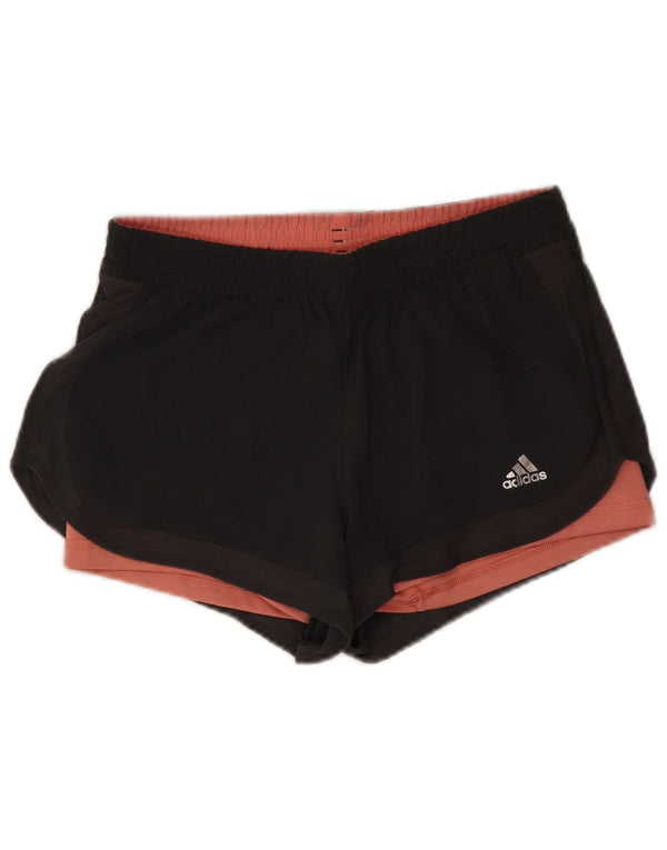 Adidas Womens Climalite Sport Shorts UK 8/10 Small Black Colourblock