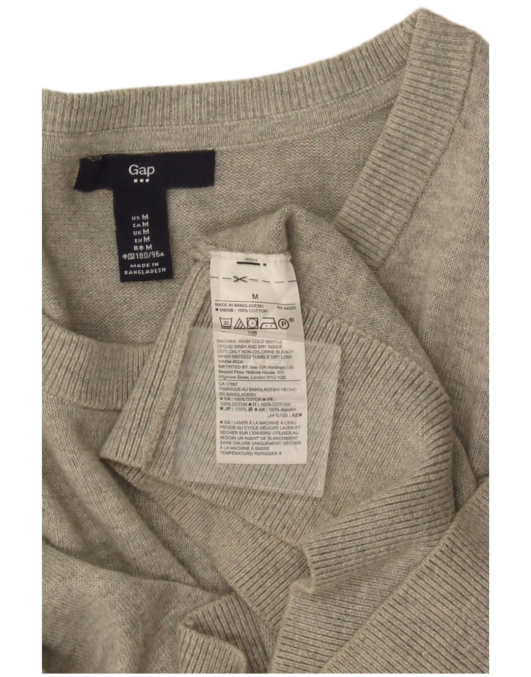 Męski sweter Gap z dekoltem w łódkę, średnioszary, bawełniany w cętki