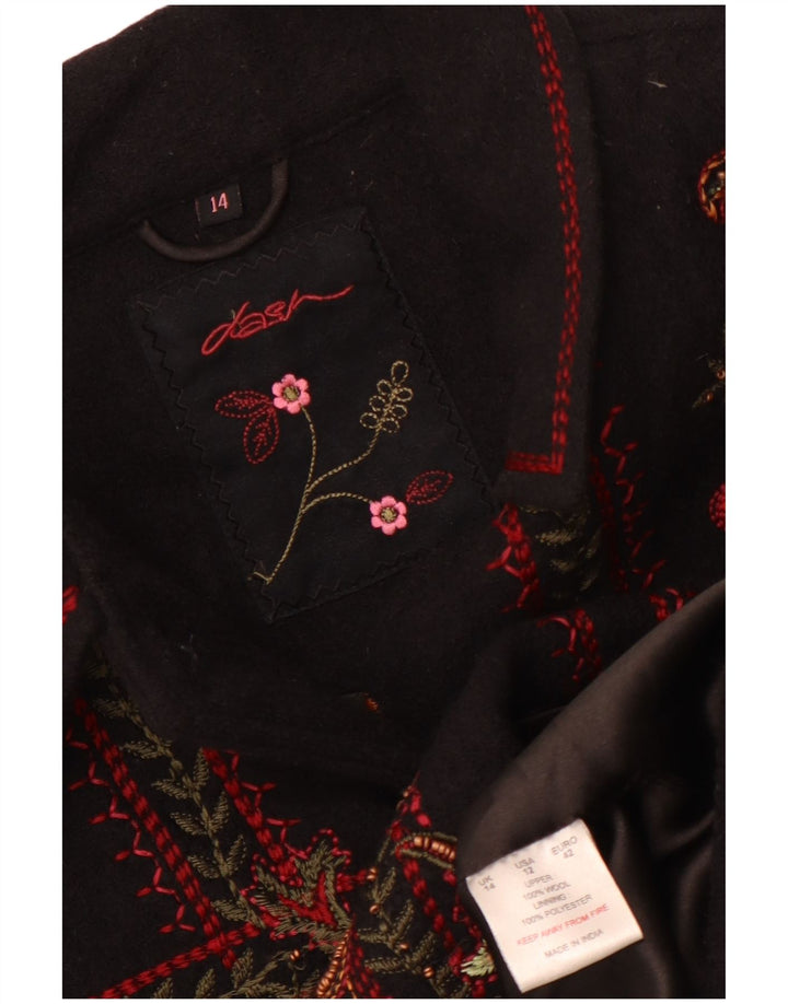 Damska kurtka bomberka Dash UK 14, duża czarna wełna Paisley