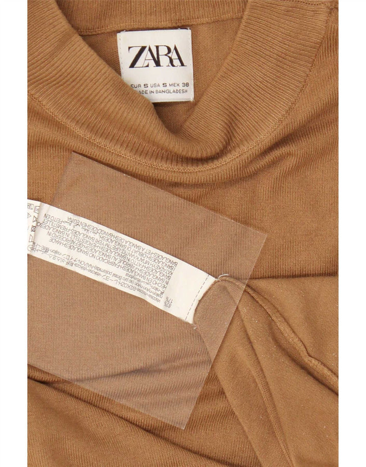 Zara Męski sweter z golfem, mały, beżowy, wiskozowy