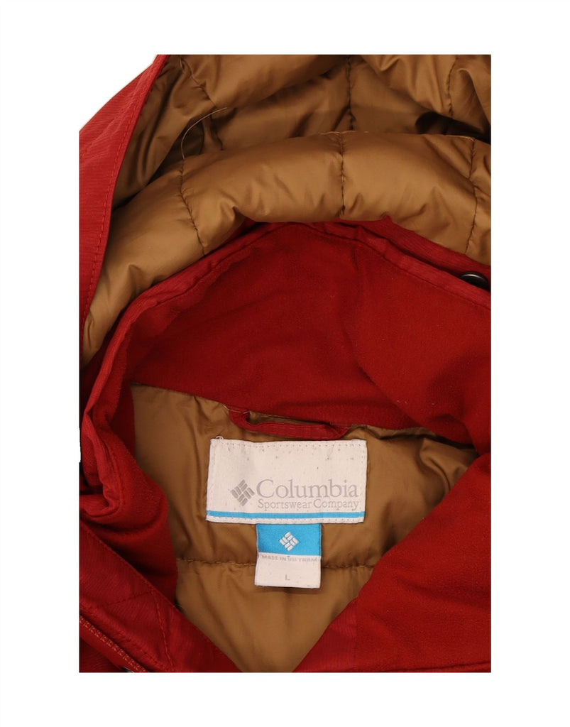 COLUMBIA Mens Hooded Padded Jacket UK 40 Large Red Polyester Vintage Columbia and Second-Hand Columbia from Messina Hembry 