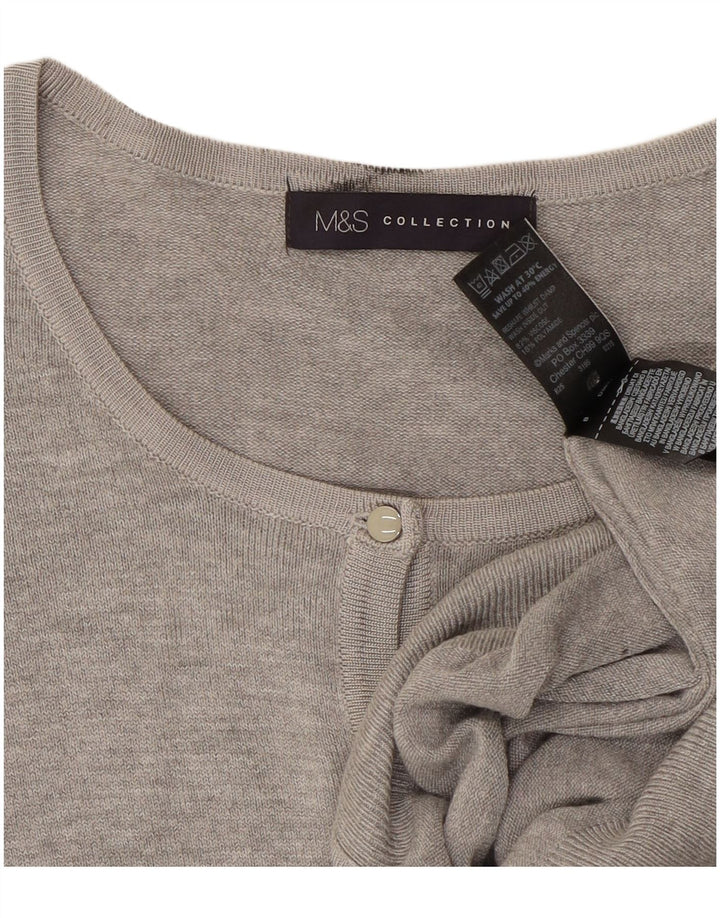 Marks & Spencer Damski sweter rozpinany UK 16, duży, szary, nakrapiany wiskoza