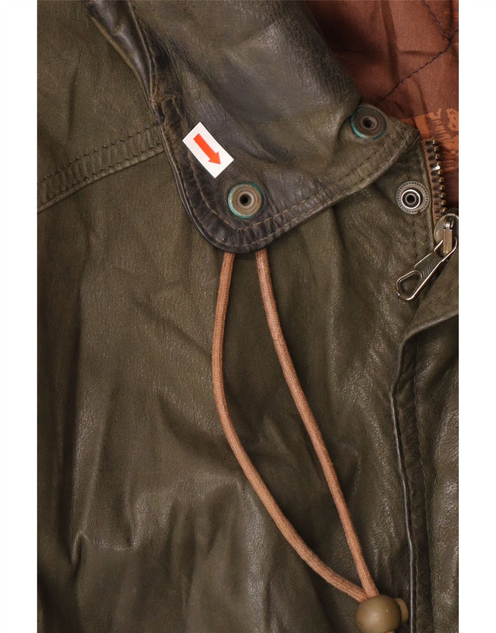 Męska kurtka skórzana w stylu vintage IT 52 XL, skóra khaki