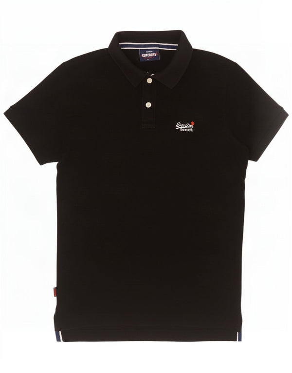 Męska koszulka polo Superdry, średnia czarna, bawełniana