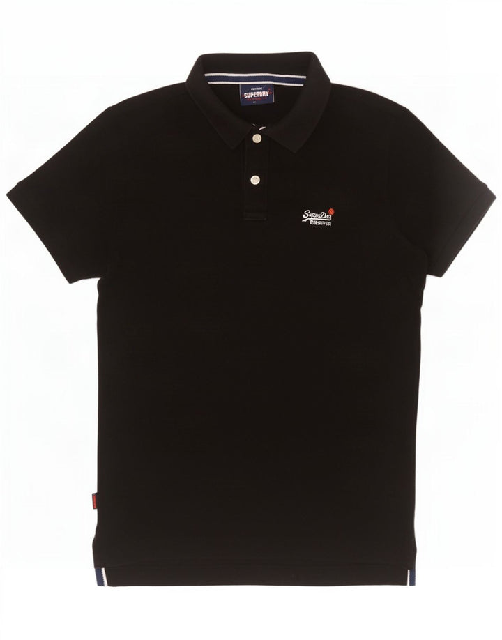 Męska koszulka polo Superdry, średnia czarna, bawełniana