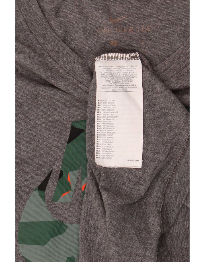 Męski T-shirt z grafiką Nike Dri Fit, mały, szary, bawełniany