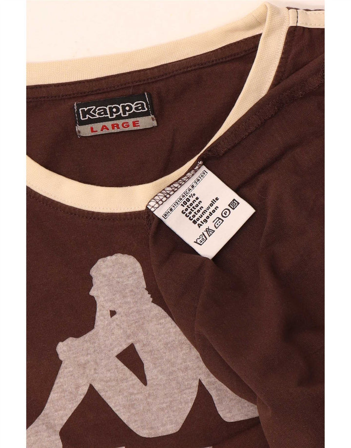 Męski T-shirt z grafiką Kappa, duży, brązowy, bawełniany