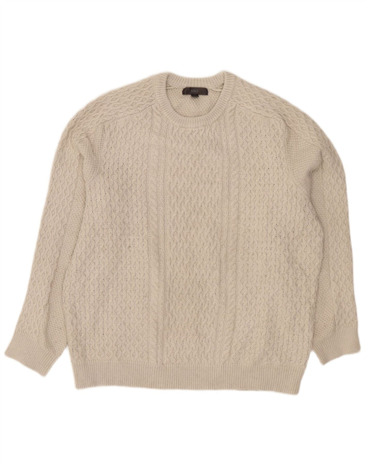 Marks & Spencer Męski sweter z okrągłym dekoltem XL, szary, poliester