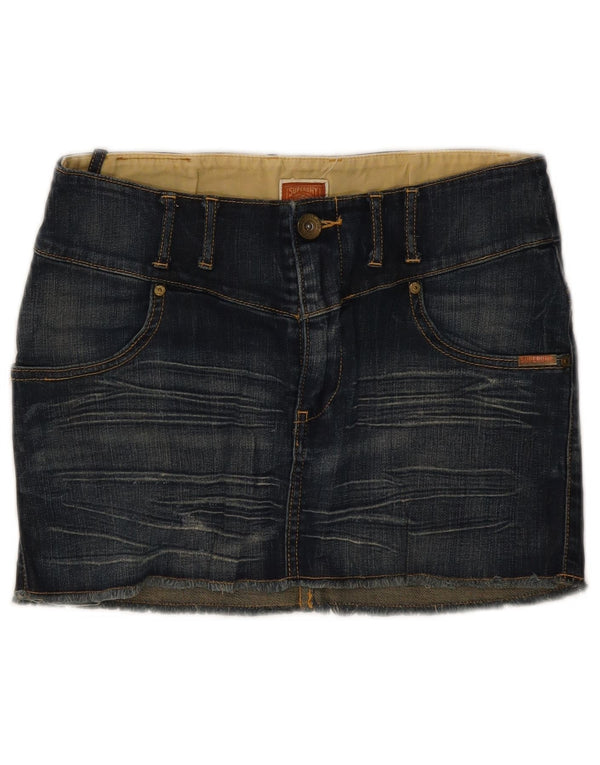 SUPERDRY Damska mini spódniczka dżinsowa W30 Średnio niebieska bawełna