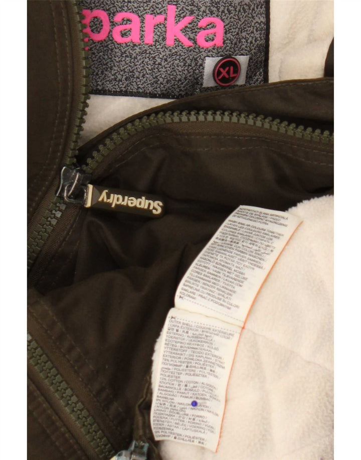 Damska kurtka wiatrówka z kapturem Superdry, UK 18 XL, poliester khaki