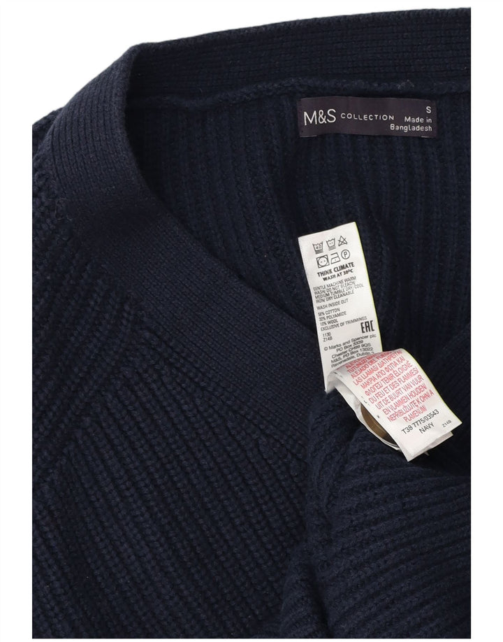 Marks & Spencer Damski sweter rozpinany UK 10, mały, granatowy, bawełniany