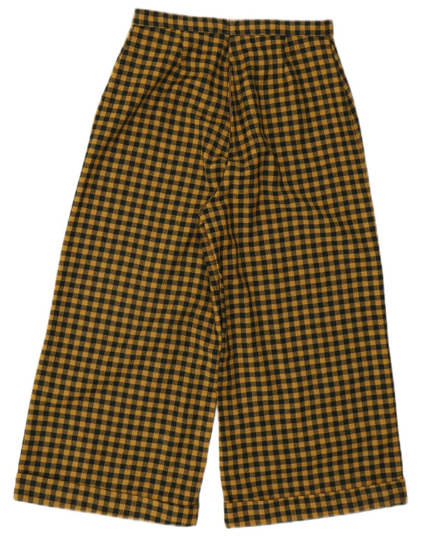 Vintage damskie spodnie capri z wysokim stanem W28 L22 żółta kratka