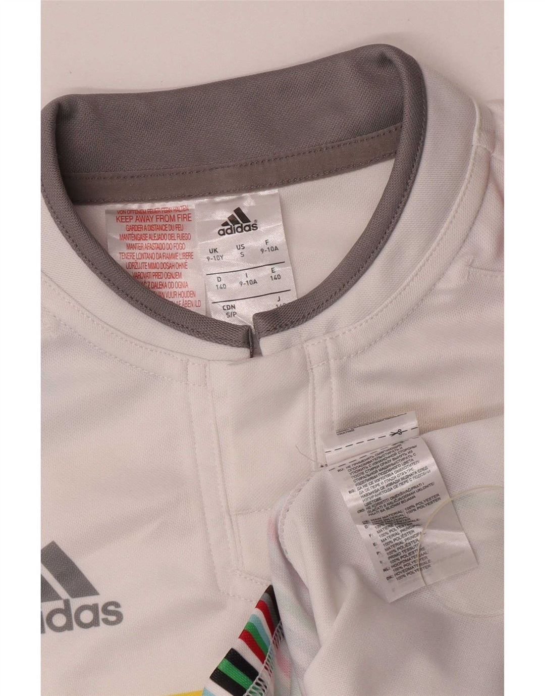 Chłopięca koszulka z grafiką Adidas na 9-10 lat, biały poliester