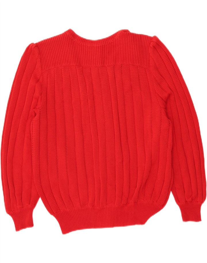 Sweter damski w stylu vintage IT 46, duży, czerwony, bawełniany