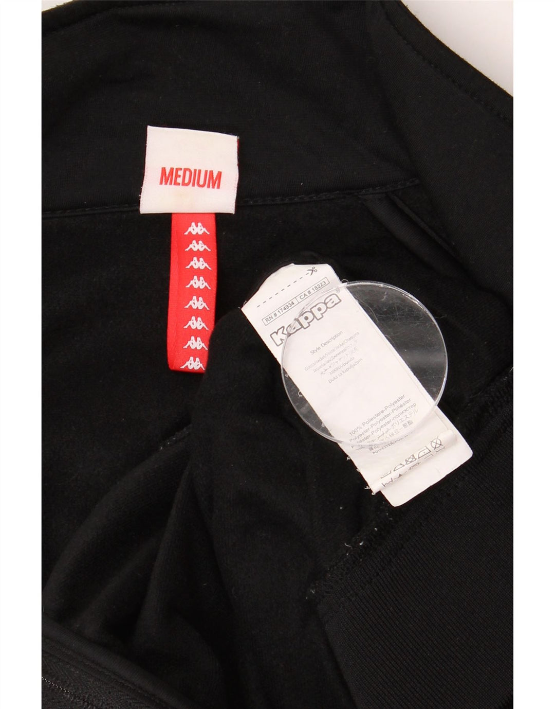 Męska kurtka dresowa KAPPA z grafiką, średni czarny poliester