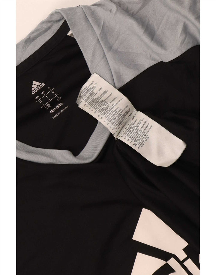 Męska koszulka Adidas Climalite z grafiką, duża, czarna, poliestrowa z blokami kolorów