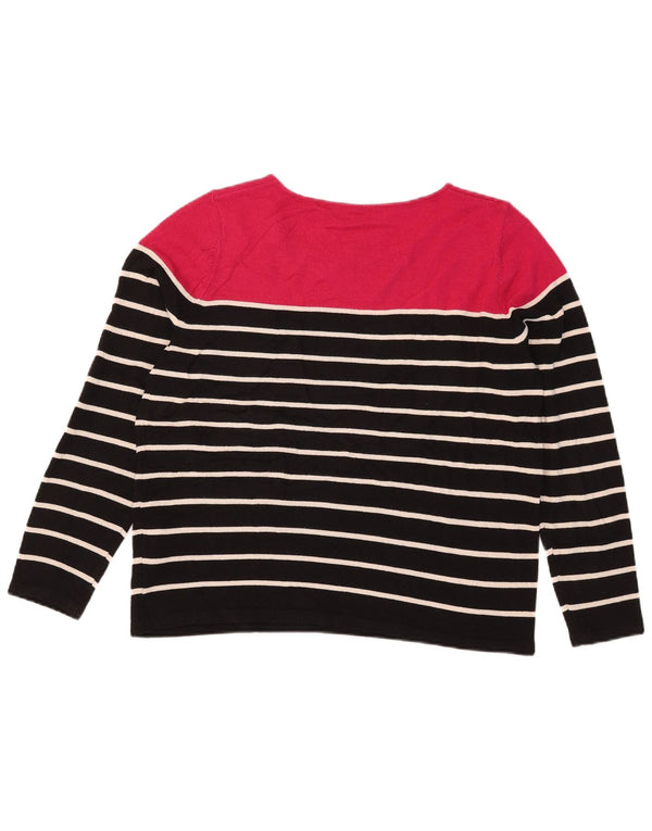 Marks & Spencer Damski sweter z dekoltem w łódkę, UK 16, duże czarne paski