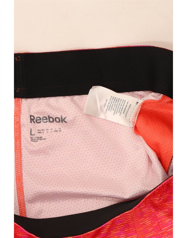 Damskie spodenki sportowe Reebok UK 14, duży, różowy, nakrapiany poliester