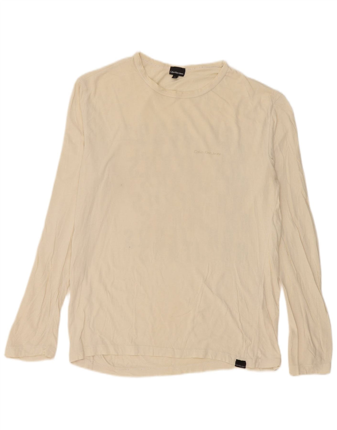 Męski top Calvin Klein Jeans z grafiką, długim rękawem, średnio beżowy, bawełniany